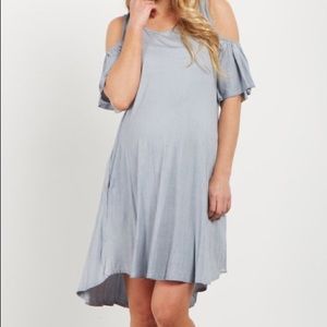 PinkBlush Grey Crochet Cold Shoulder Dress